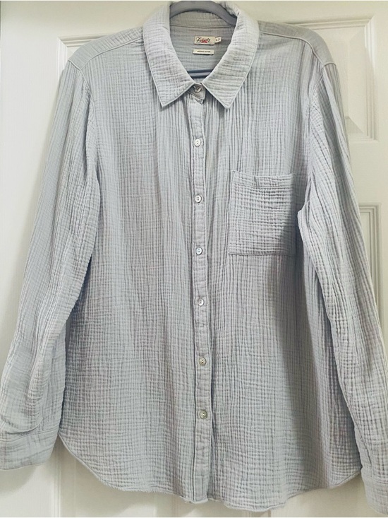 Faherty Tops - Faherty Indio Dream Cotton Gauze Button Up Light Grey Top Like New XL